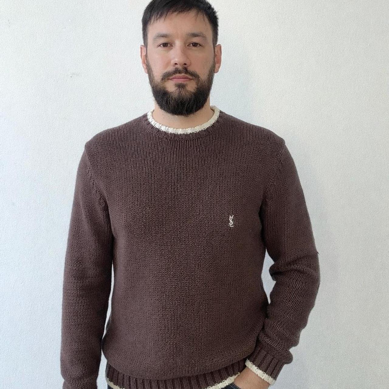 Yves Saint Laurent Men's Sweater - Brown/Burgundy… - image 2