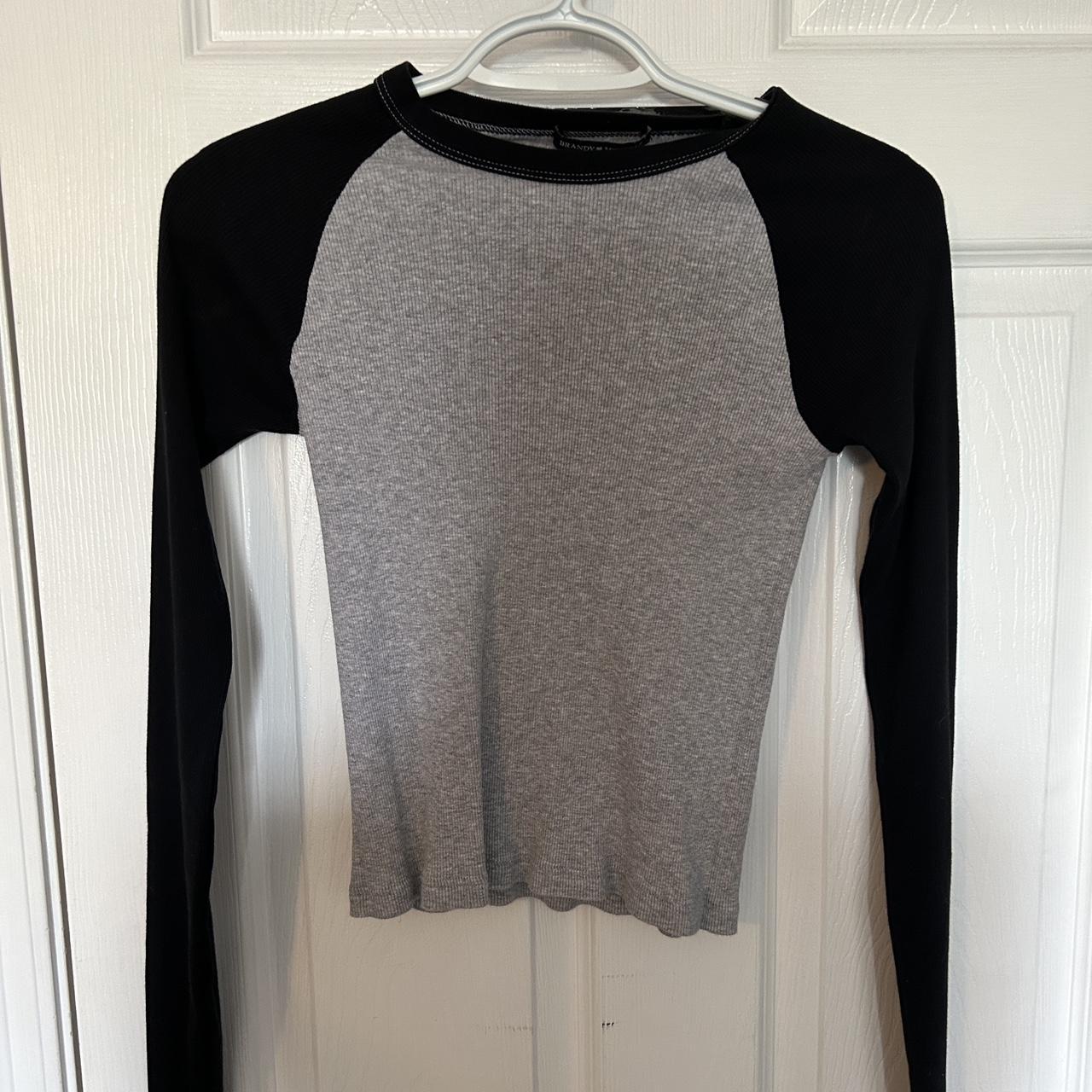 brandy melville grey and black baseball long sleeve... Depop