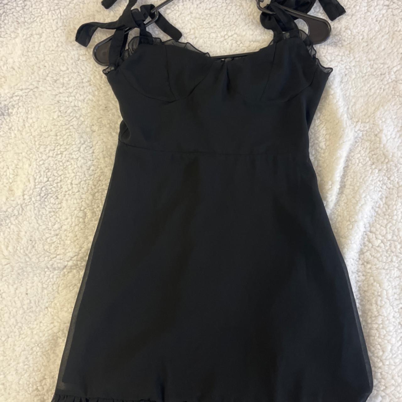 🖤🍷 XS/S black mini dress Tie straps Invisible... - Depop