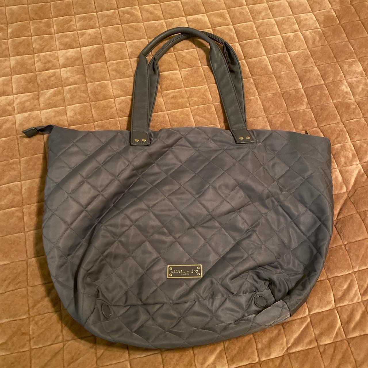 Women’s casual purse nylon with leather straps grey... Depop