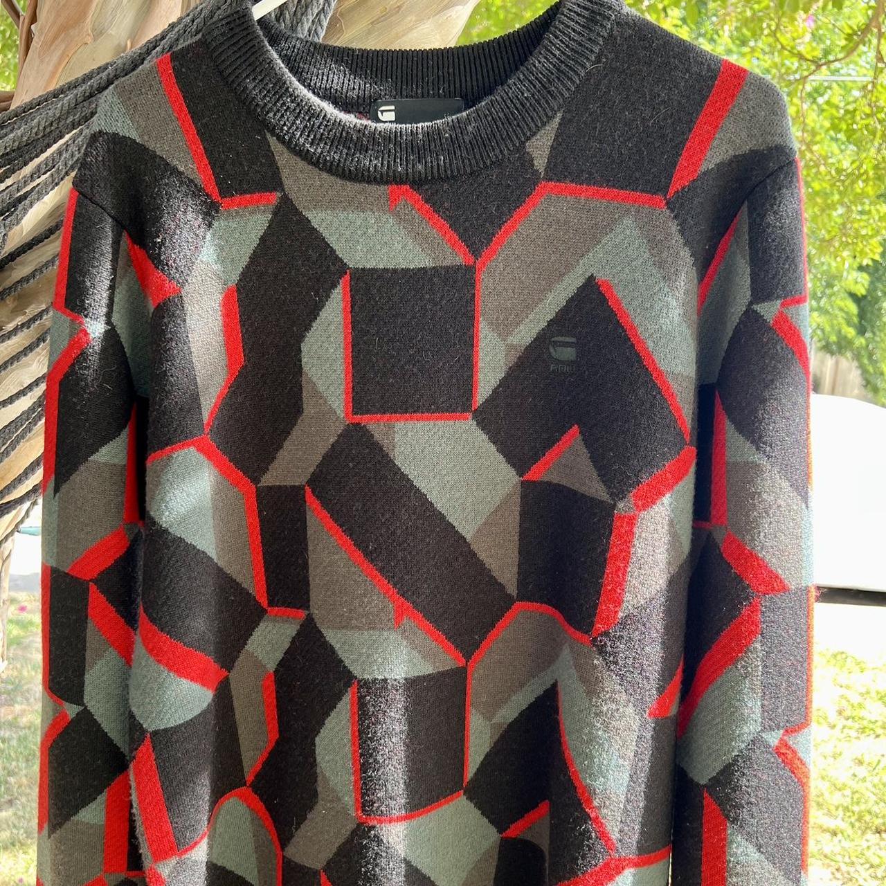 Medium G Star Raw Geometric Crew Neck Sweater - Depop