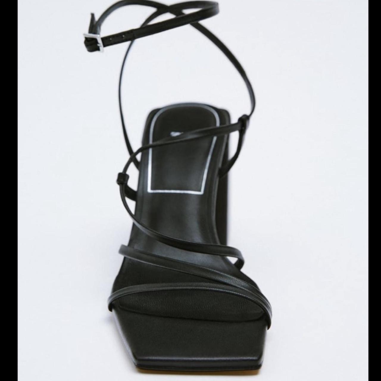 black zara strappy block heels Depop
