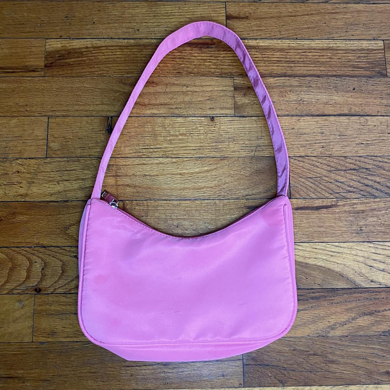 Pink nylon like material shoulder bag Cute bright... Depop