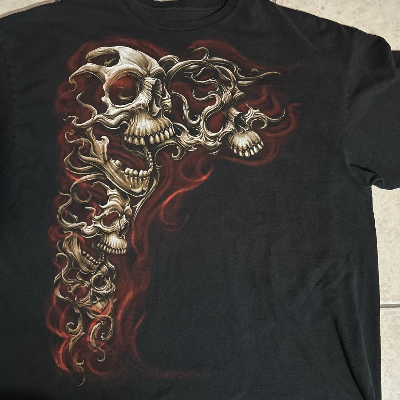 Fire early 2000s y2k Oversized skull t shirt Size... - Depop