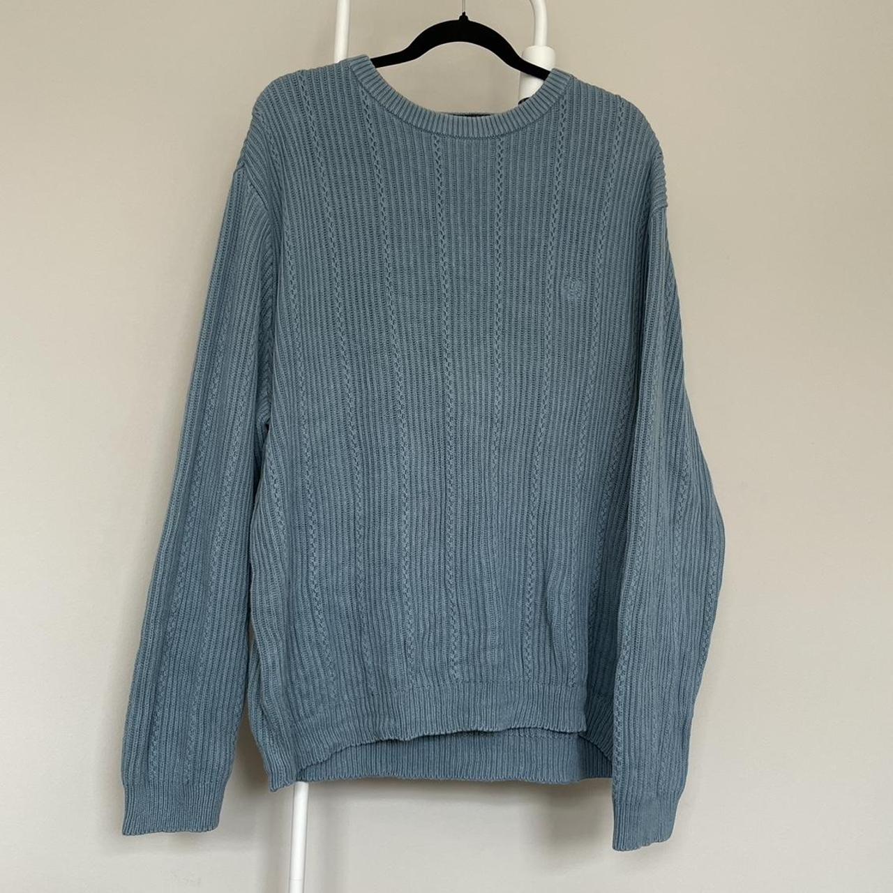 WHAT? extra large light blue textured sweater WHY... - Depop