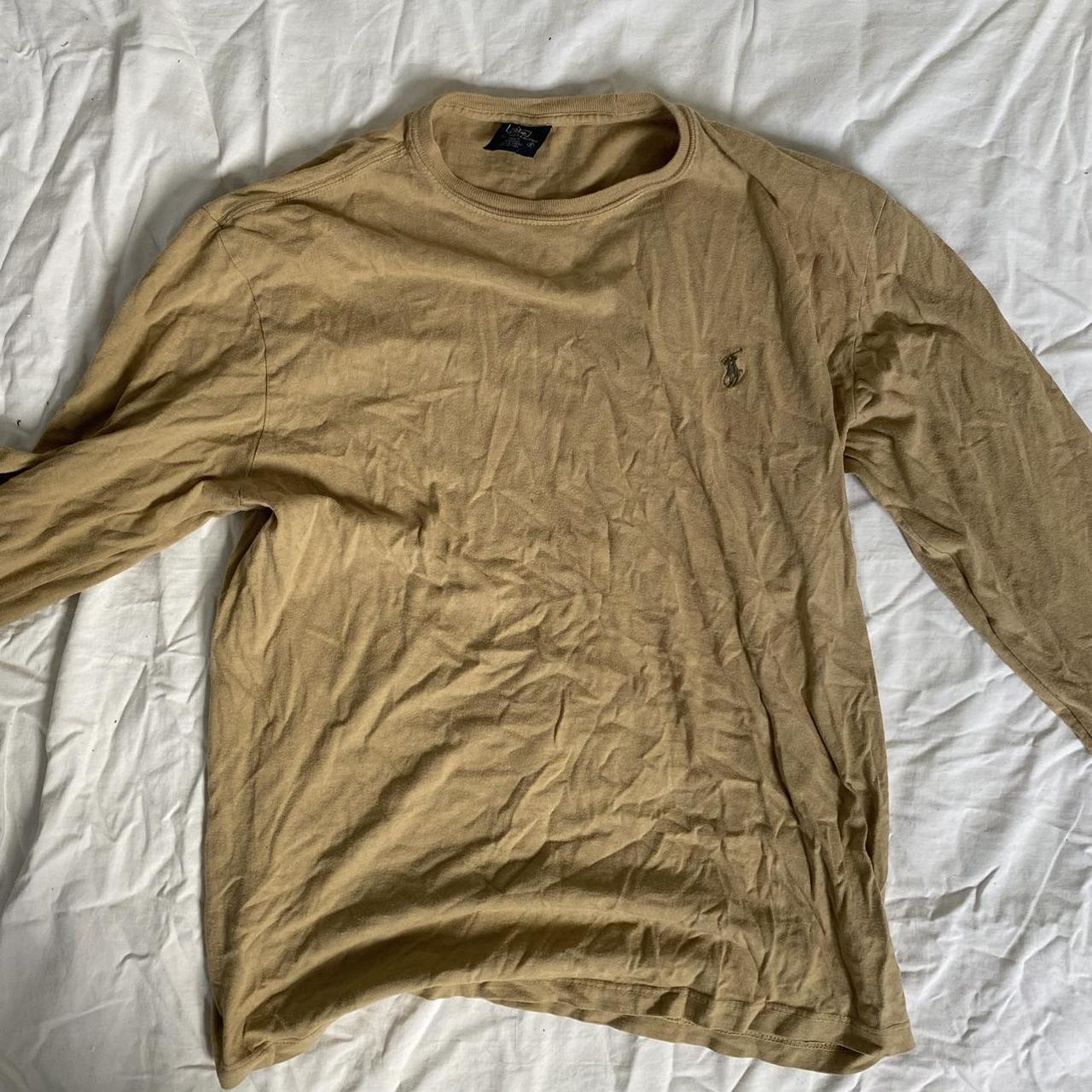 Small Ralph lauren polo long sleeve tan t shirt - Depop