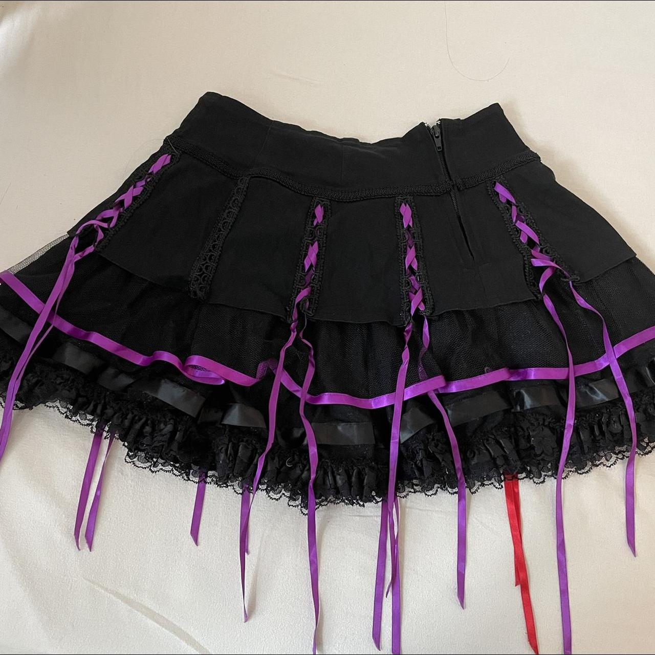 Black and purple ribbon skirt by Living Dead Souls.... - Depop