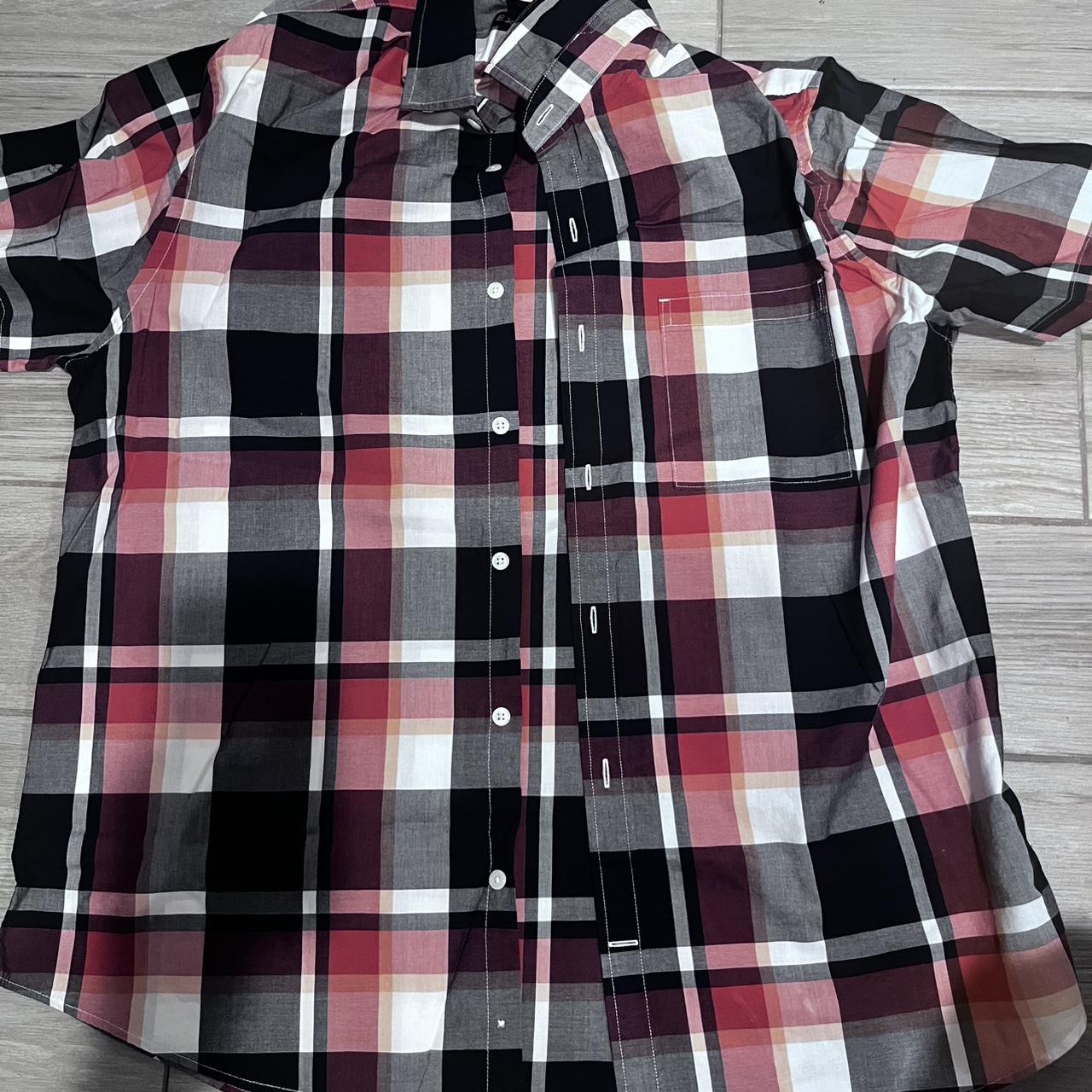 Express Men's Top - Multi/Red - M – Button up pla… - image 1