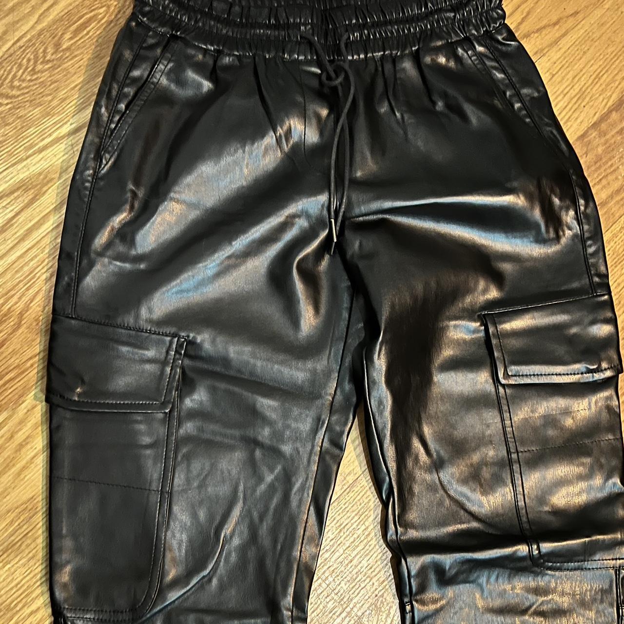 Zara Real Leather Trousers Womens XS UK 6/8 Black - Depop