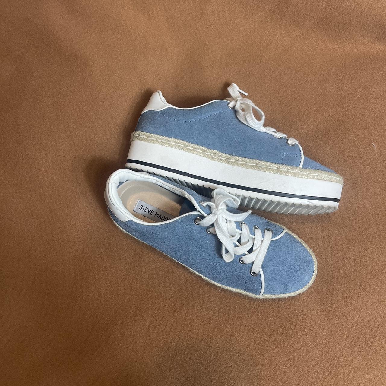 Steve Madden Blue Suede Platform Sneakers in Size :... - Depop