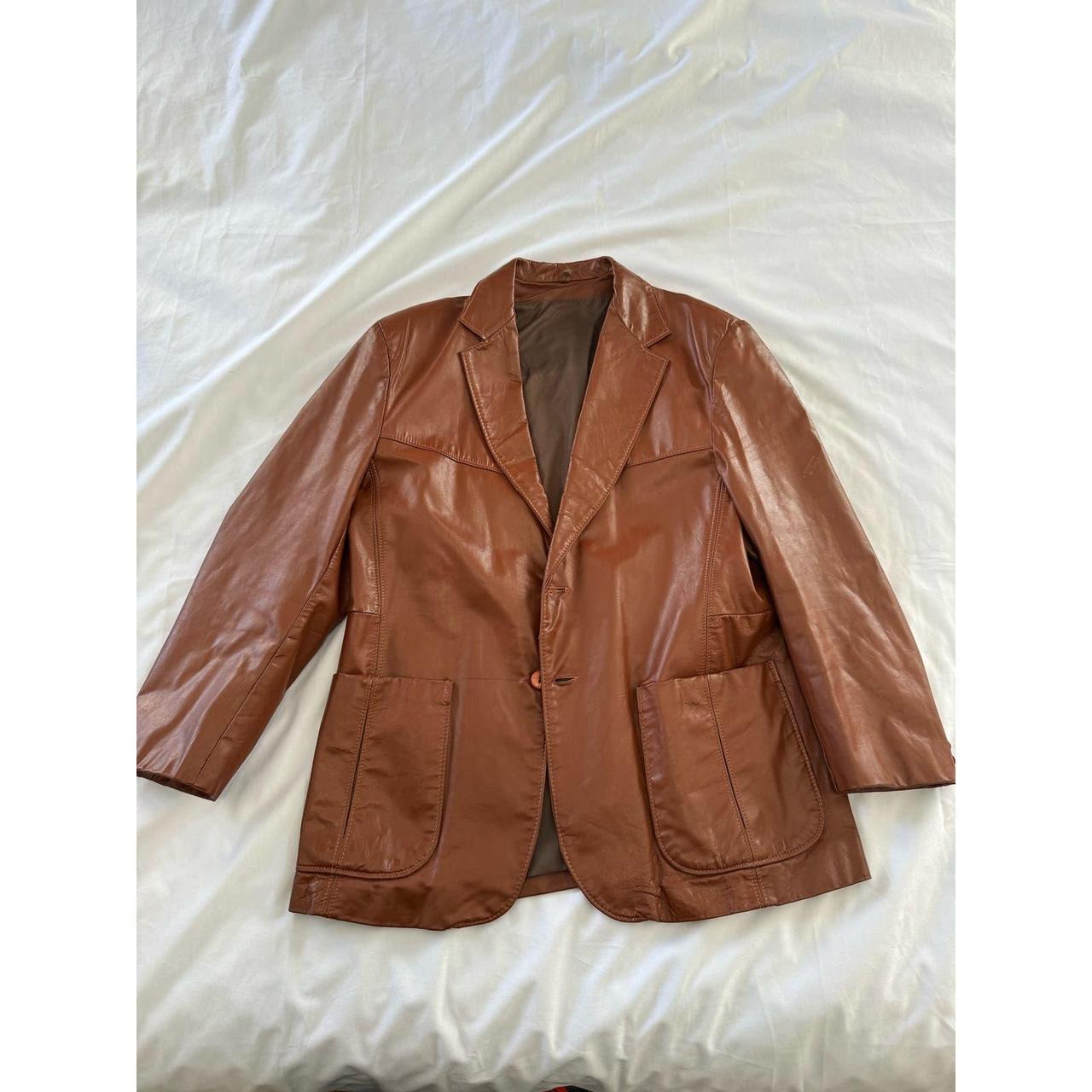 Vintage The Leather Shop Sears Genuine Leather Coat... - Depop