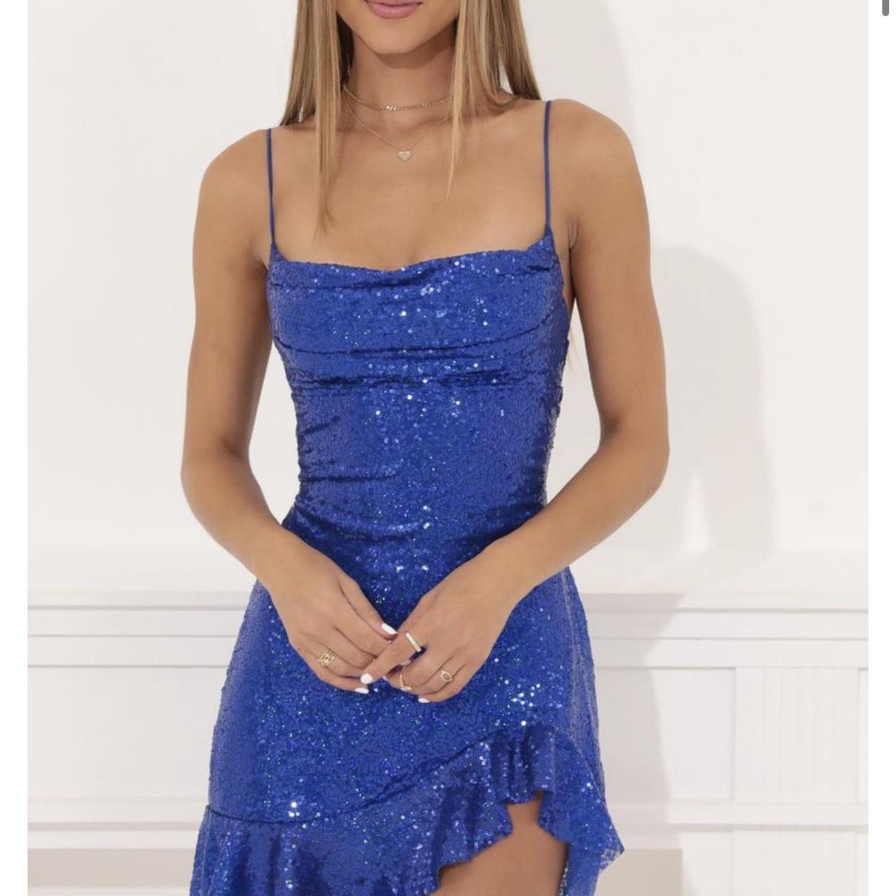 Lucy in the sky Kailani Sequin Cowl Neck Dress in... Depop