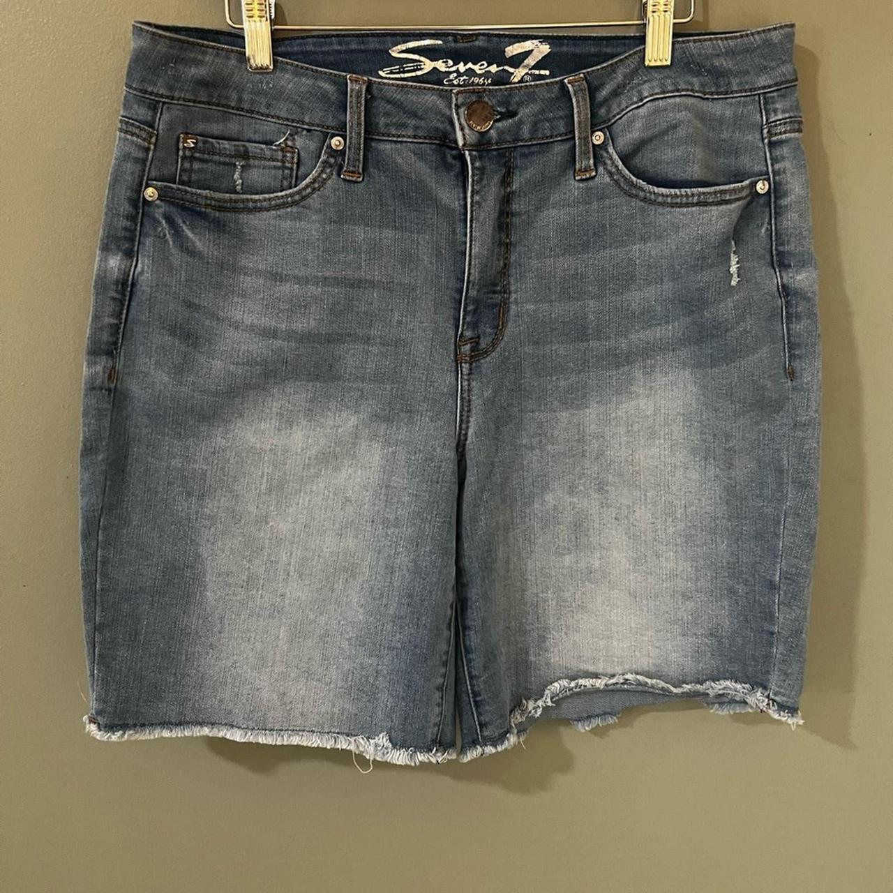 Seven 7 Sunset Bermuda denim shorts raw hem