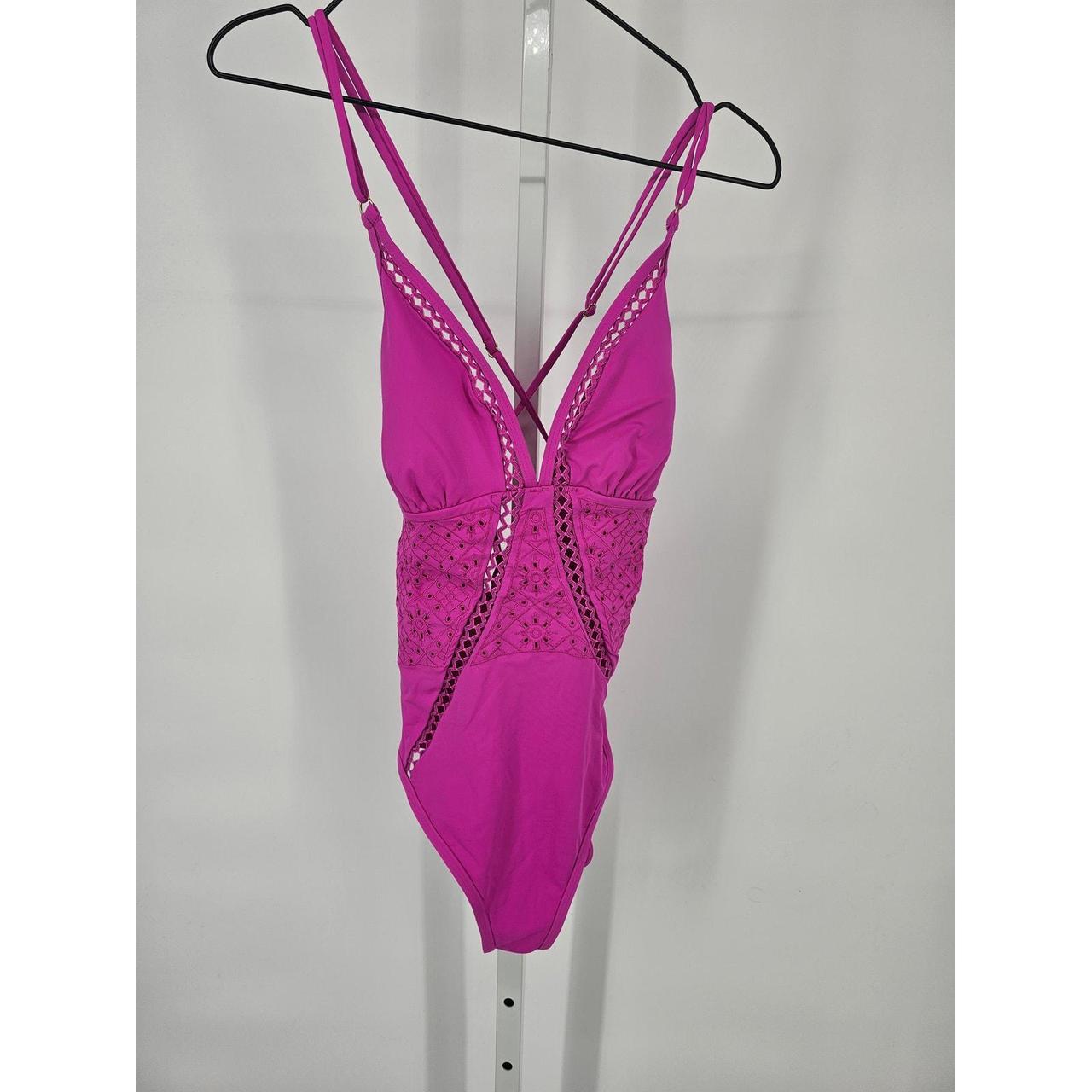 Ambrielle Womens Sz L One Piece Swimsuit Bright Pink