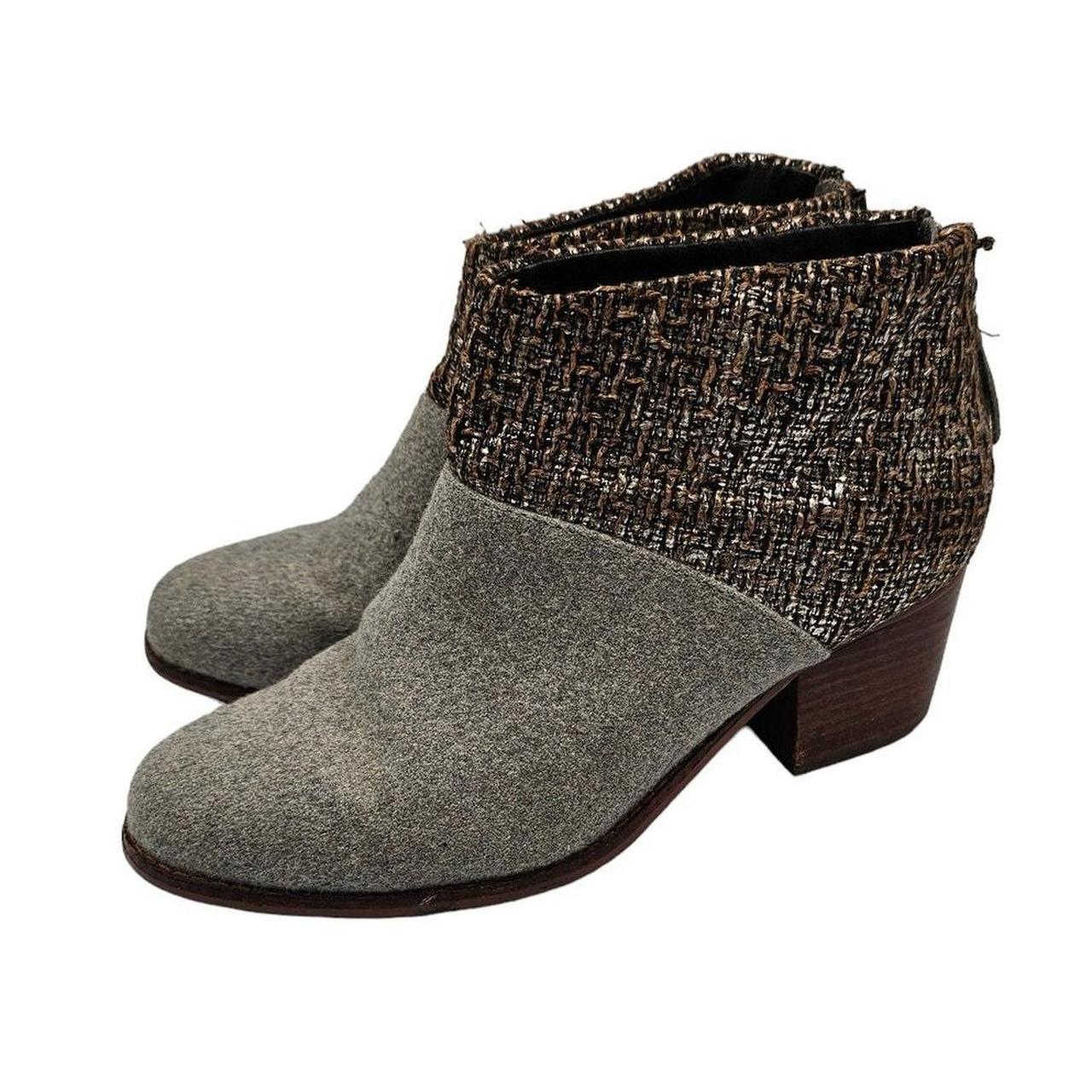 Toms Leila Bootie Grey Felt Shine Boucle Boot. Depop