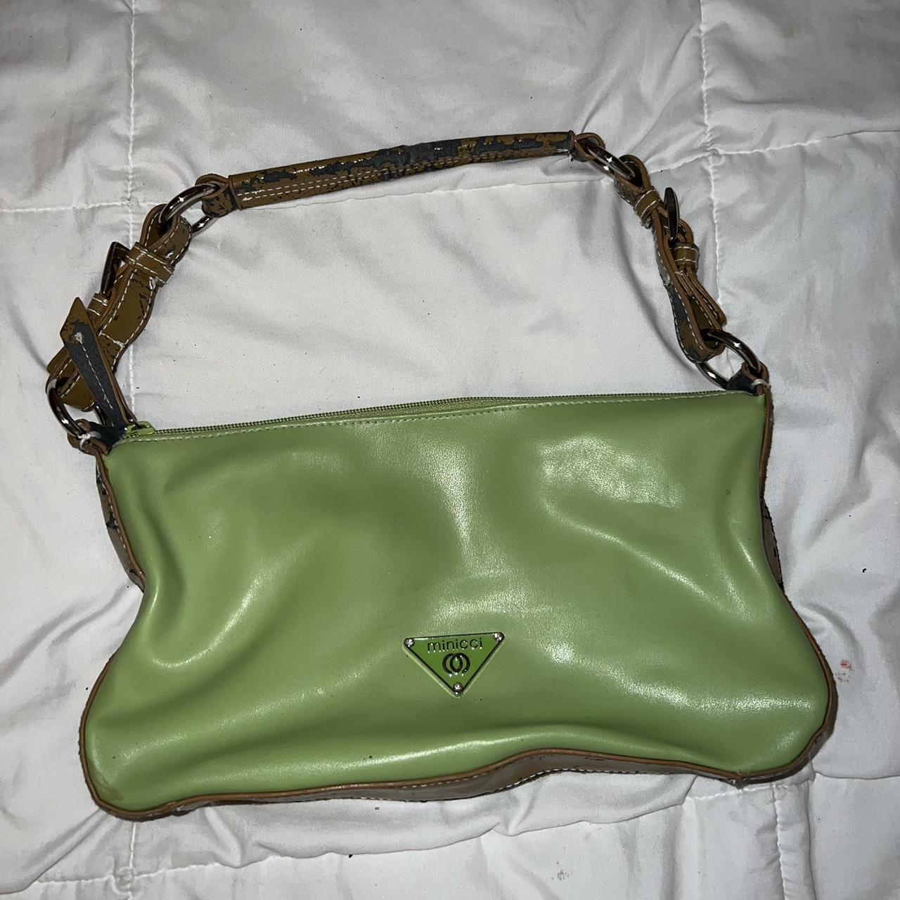 Green minicci shoulder bag💚 purse is peeling... - Depop