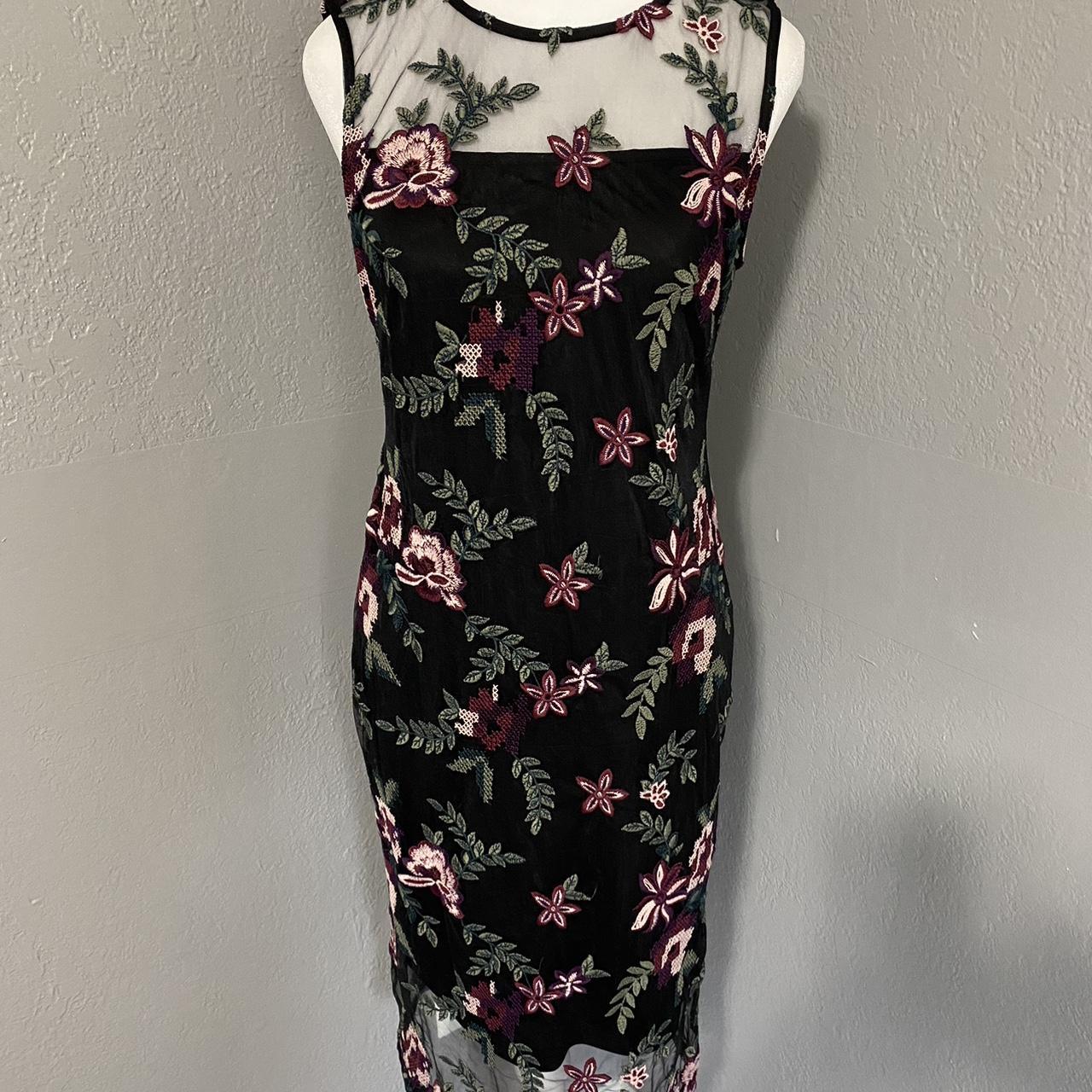 Calvin klein floral embroidered sheath dress best sale