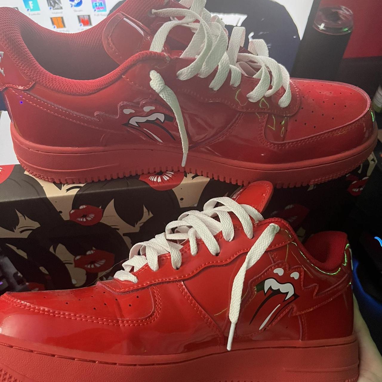 Red Drip Custom Air Force 1s These are made to - Depop