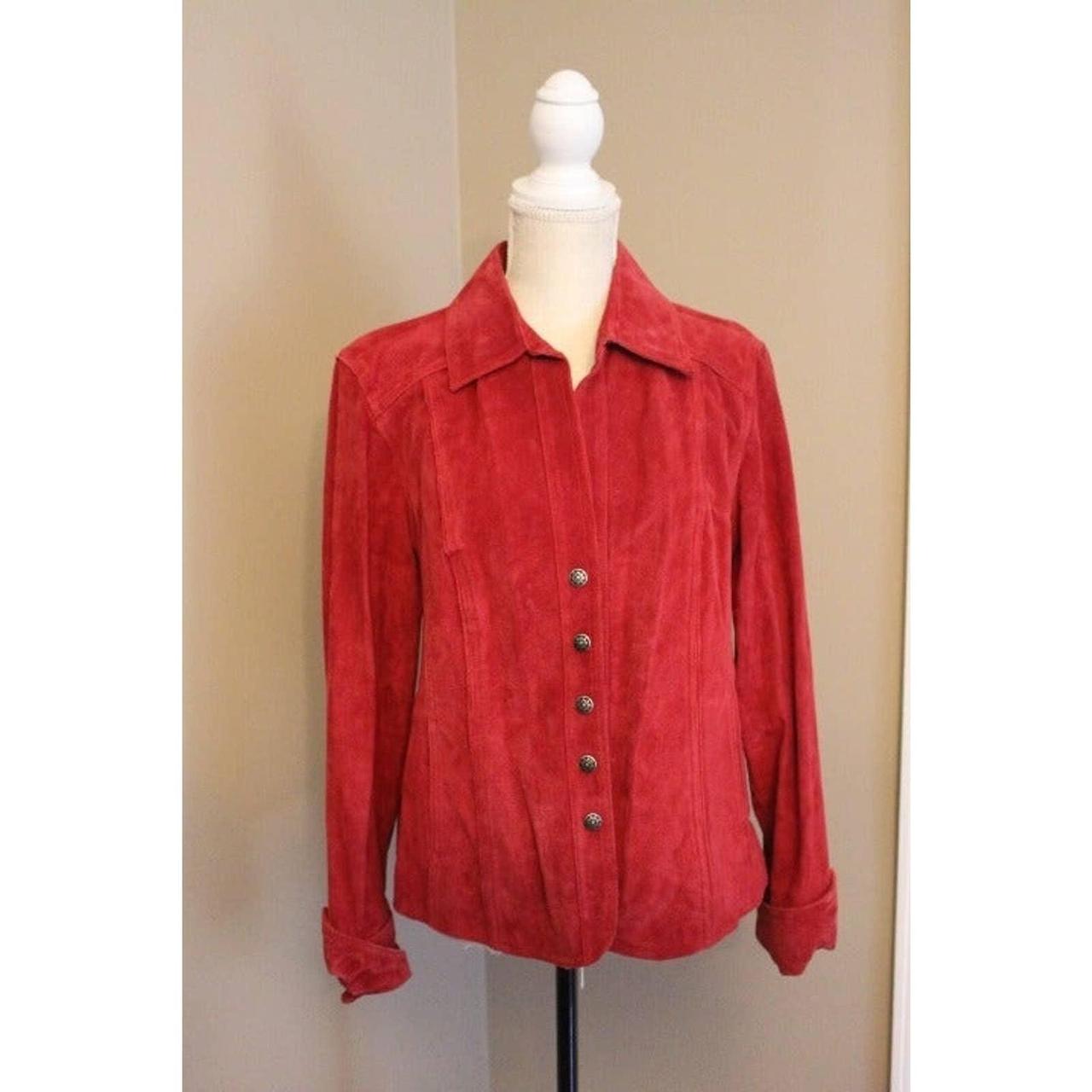 DRESS BARN red leather jacket button front size Depop