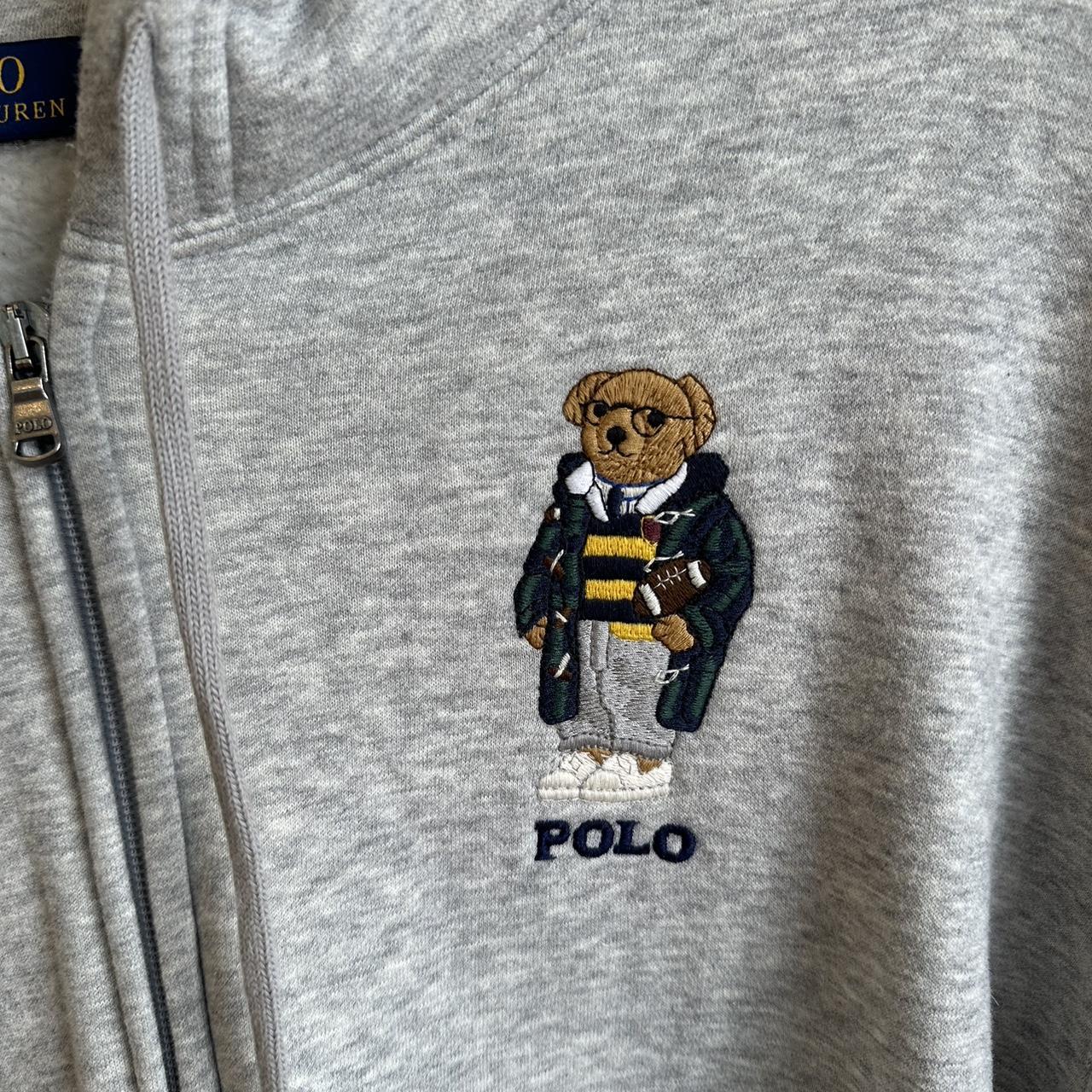 Polo bear sweatshirt with bear logo is sewn in not. Depop