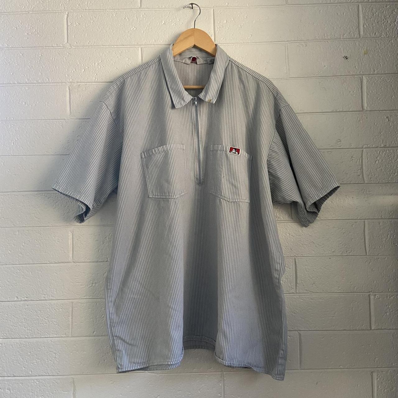 VINTAGE Ben Davis Shirt Mens XXXL Blue White Striped... Depop