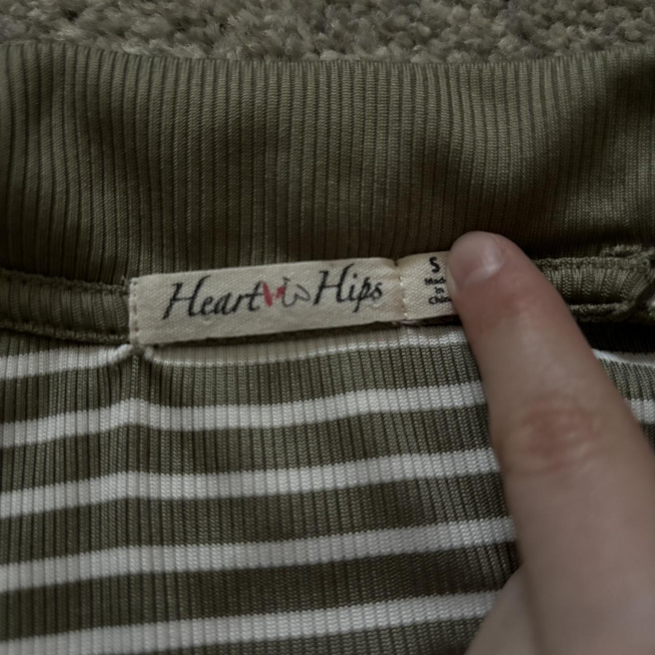 Green and white stripped crop top shirt cropped... Depop