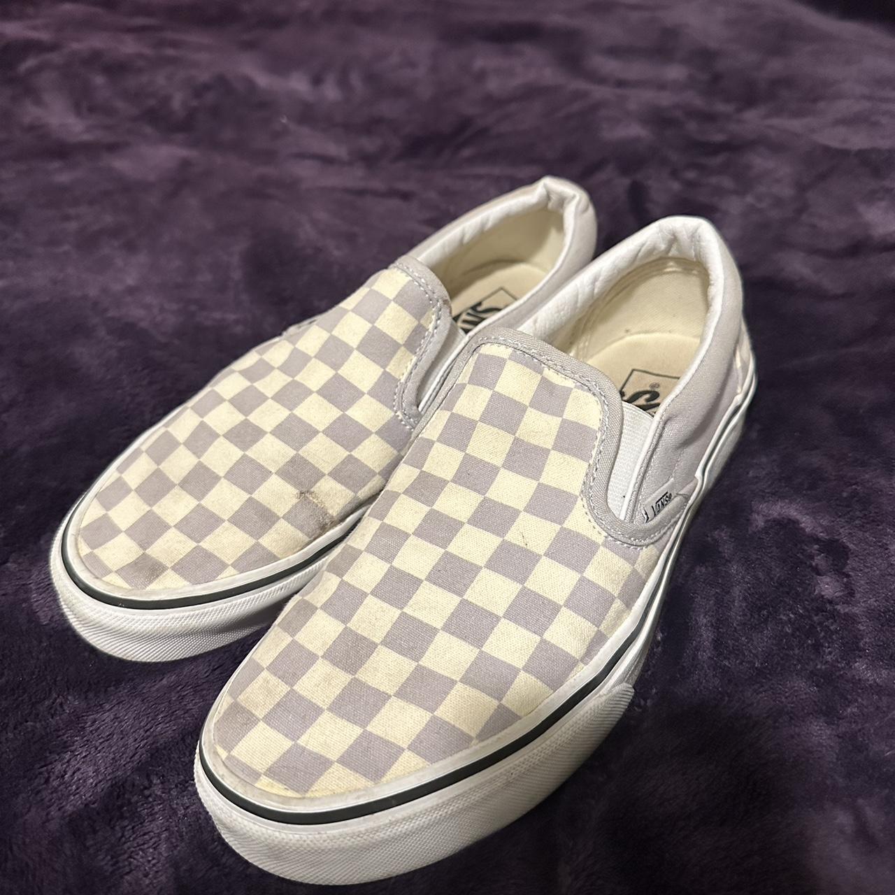 women’s vans checkered purple and white! barely worn... - Depop