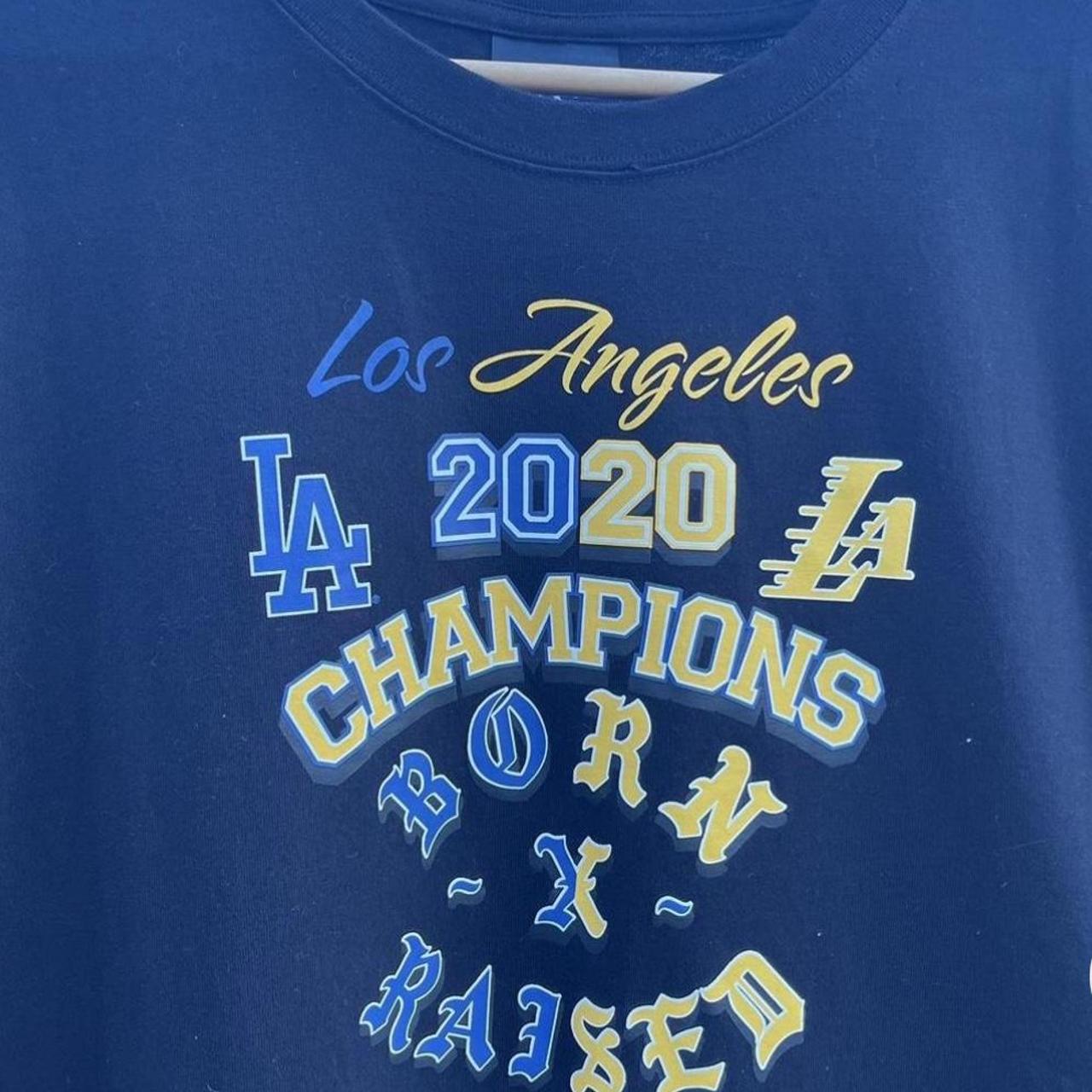 Born X Raised Dodgers & Lakers New Era Shirt L Los Angeles 2020 LA