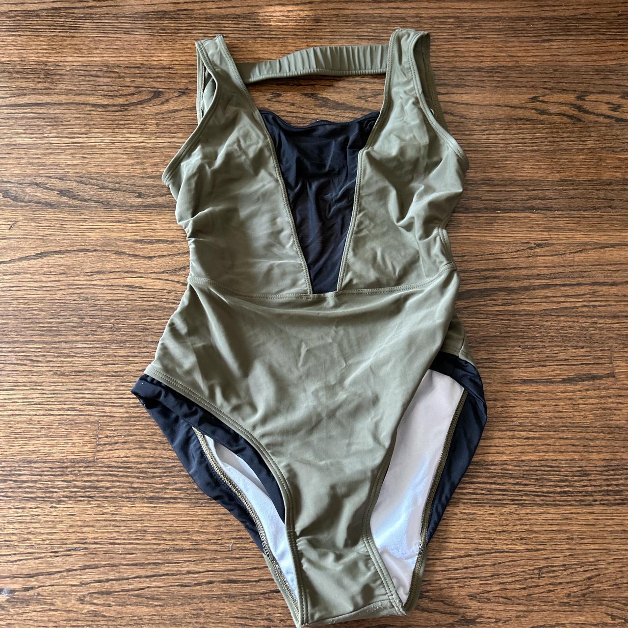 olive green sheer one piece bathing suit from cupshe Depop
