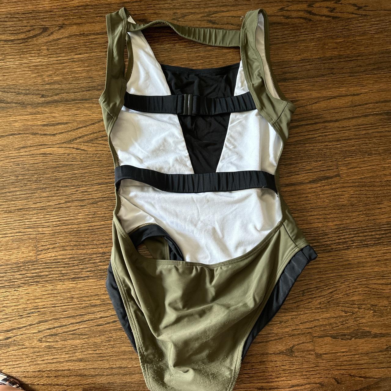 olive green sheer one piece bathing suit from cupshe Depop