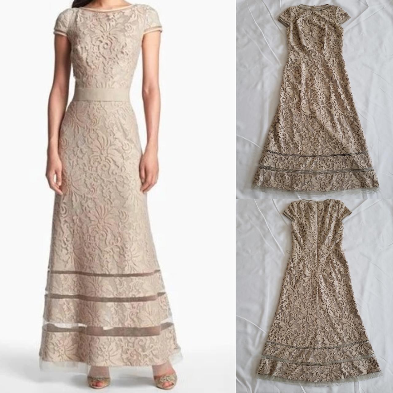 Tadashi online Shoji Tan Cream Overlay Dress