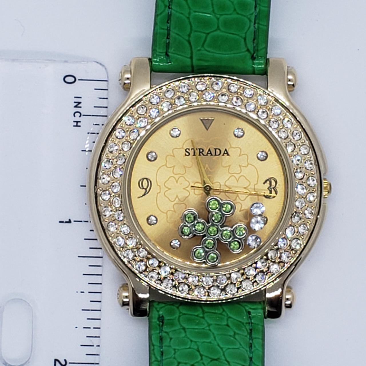 Strada Watch Four Leaf Clover Floating Crystals... - Depop