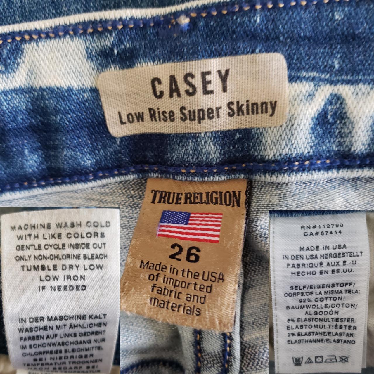 True Religion Casey Low Rise hot Blue Jeans Size 26 Made in the USA