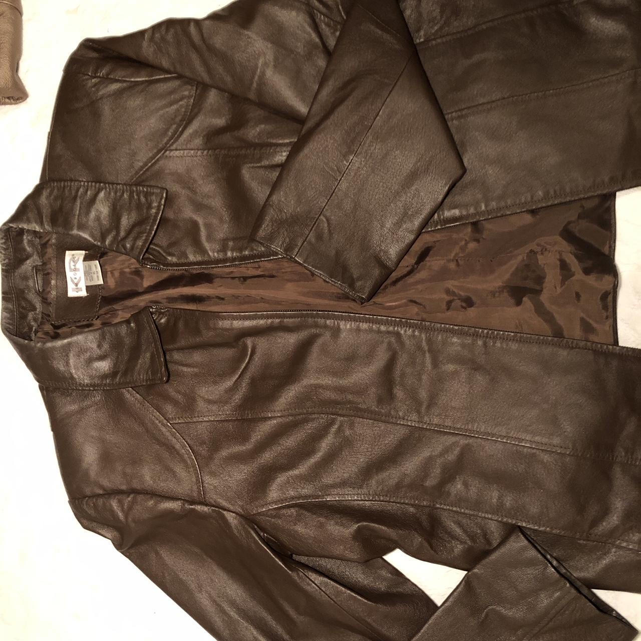 Kim Rogers Brown Leather Jacket |Size XL| zip-up|... - Depop