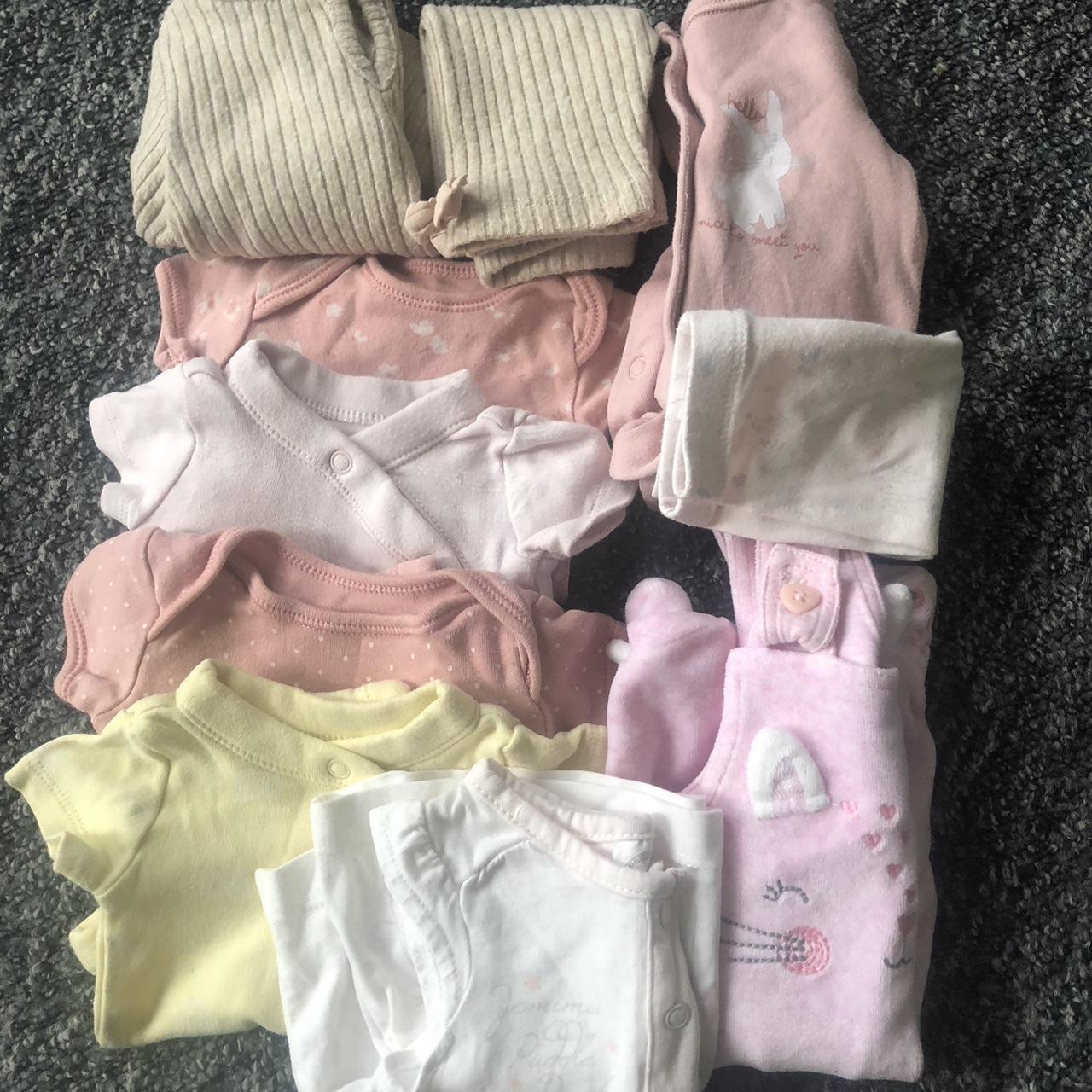 Tiny baby clothes bundle Includes vests, 2 outfits,... Depop