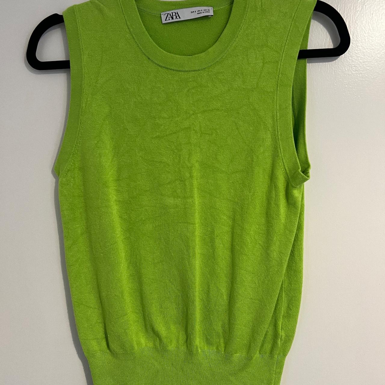 Neon lime green vest from Zara in size Small. - Depop