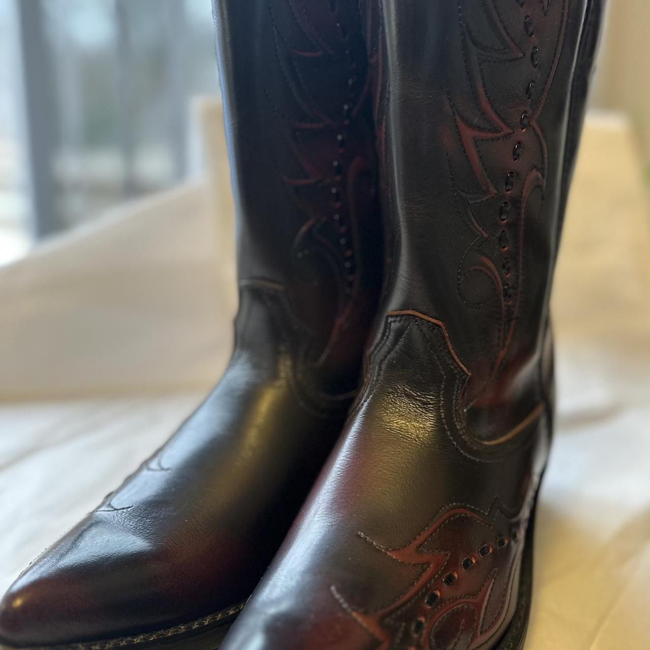 Durango Mens Leather Cowboy Western Boots Black... - Depop