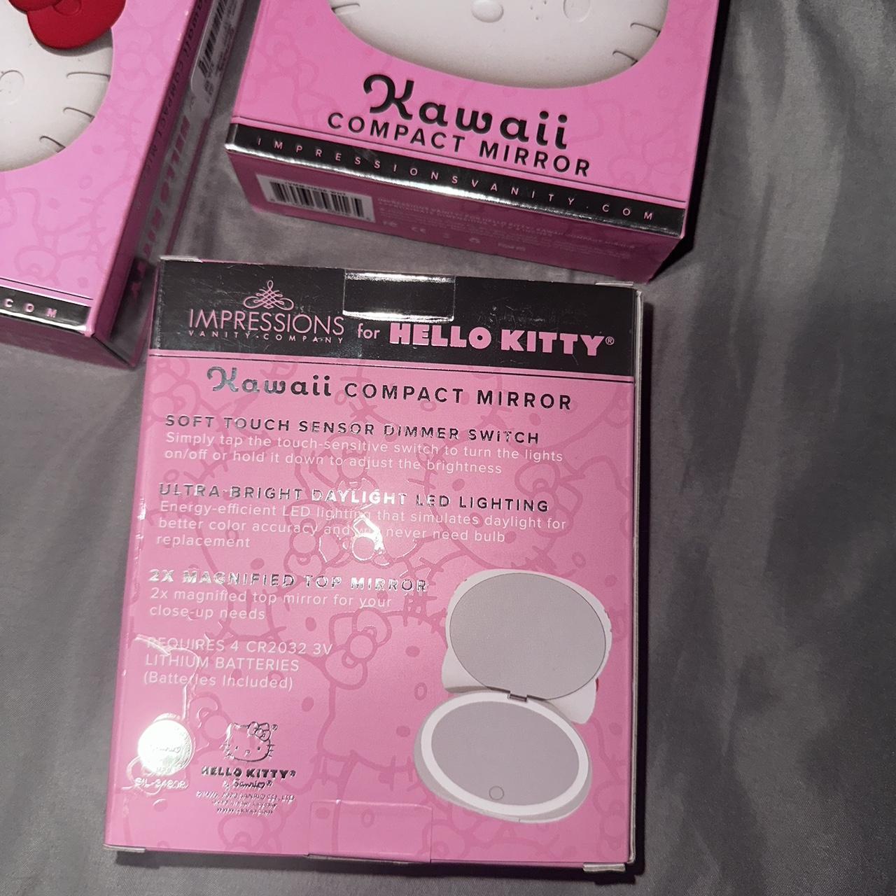 Impressions Vanity Hello Kitty Supercute Compact Mirror with Touch Sensor  Switch and 2X Magnifying Mirror Top (Pink) 