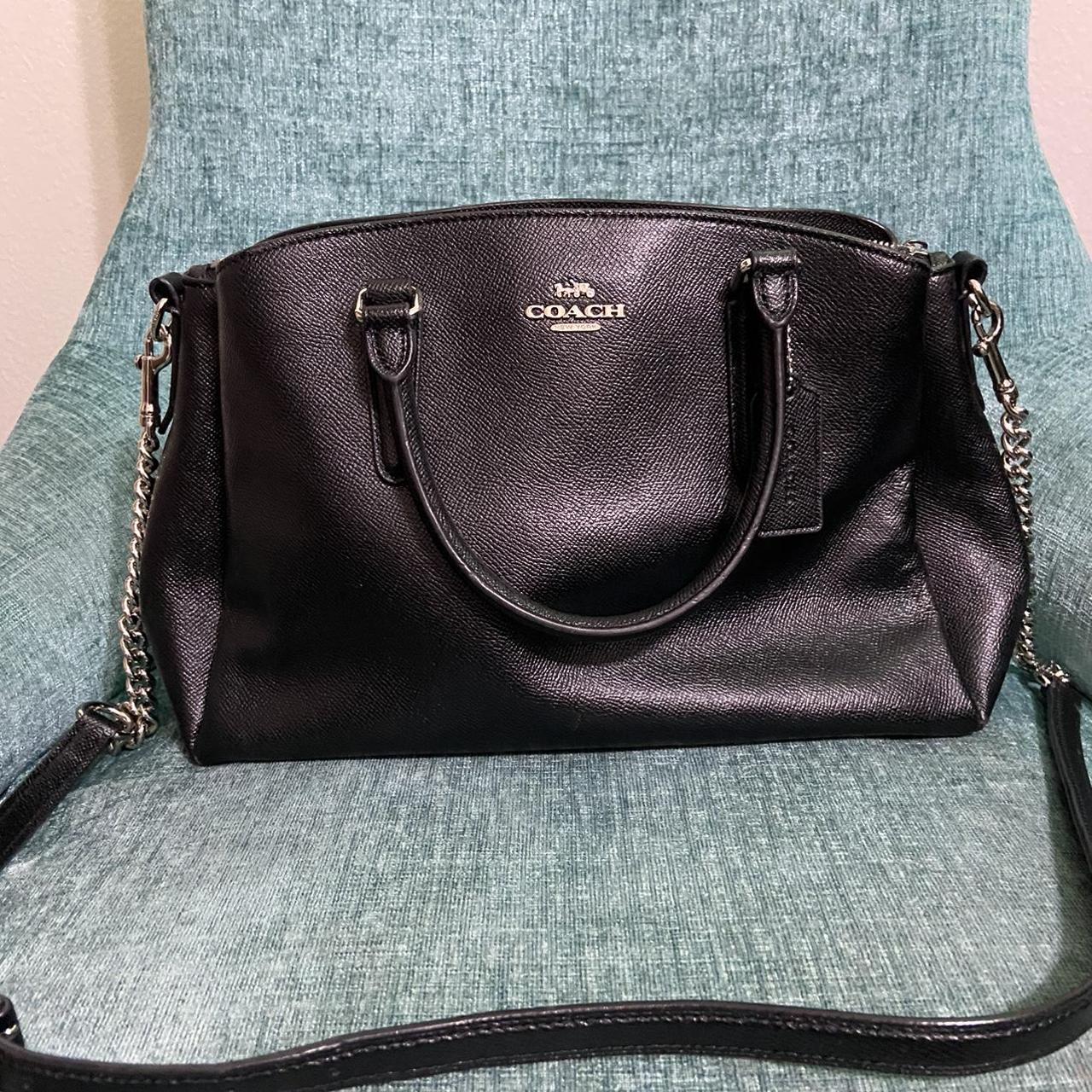 💜coach black satchel handbag 💜crossgrain leather... - Depop