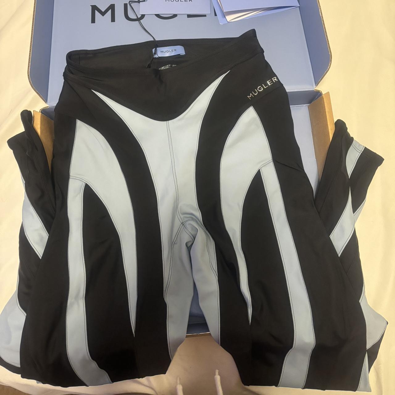 MUGLER SPIRAL PANELED LEGGINGS, Fits size small