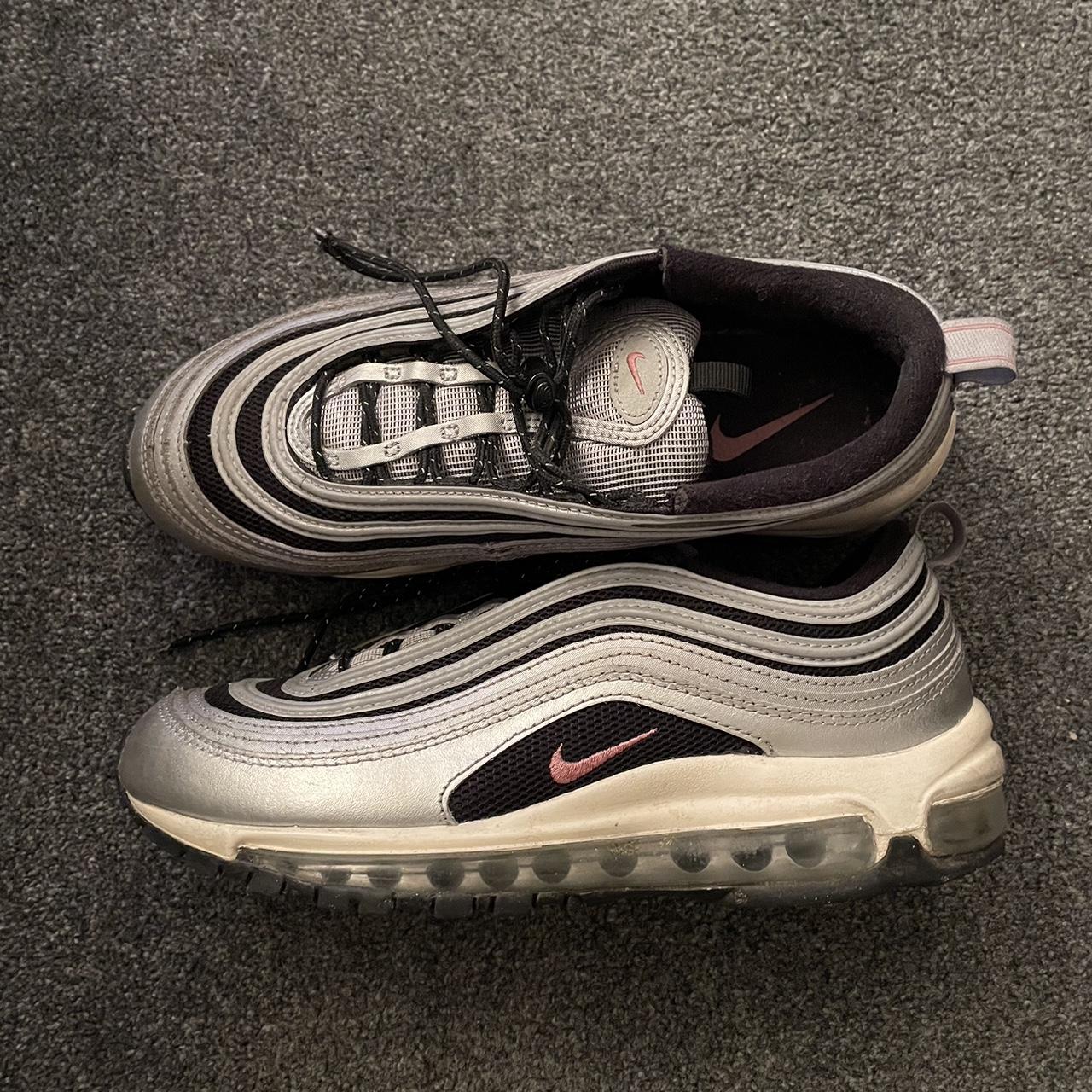 Nike Air Max 97 Silver with baby pink swoosh. Depop