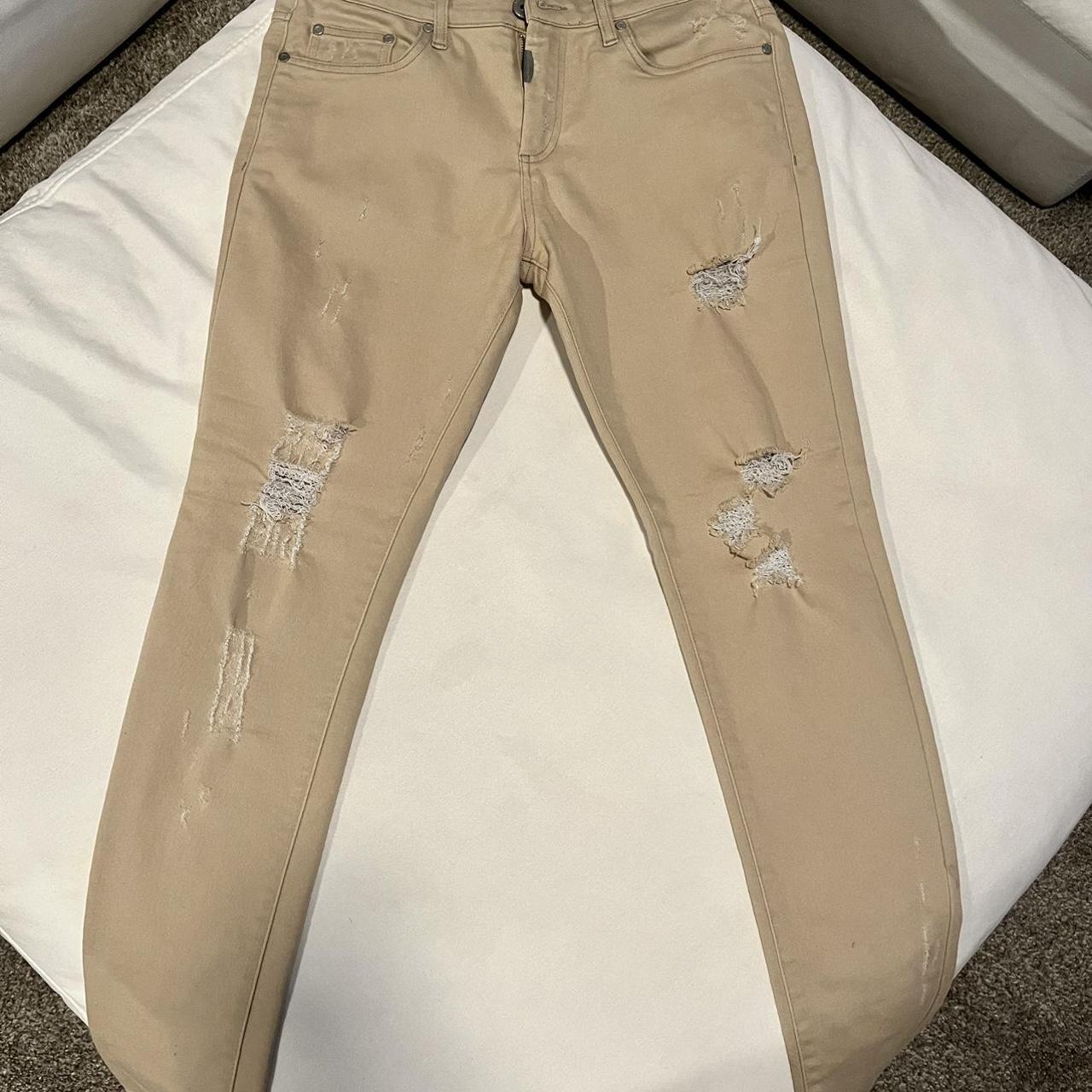 REPRESENT DISTRESSED KHAKI SKINNY Depop