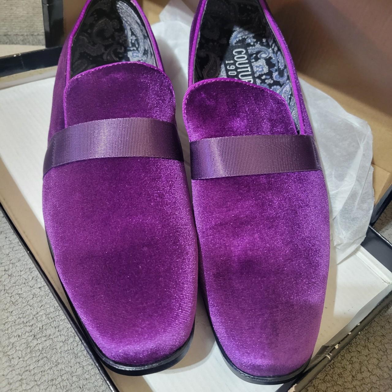 Mens purple clearance velvet loafers