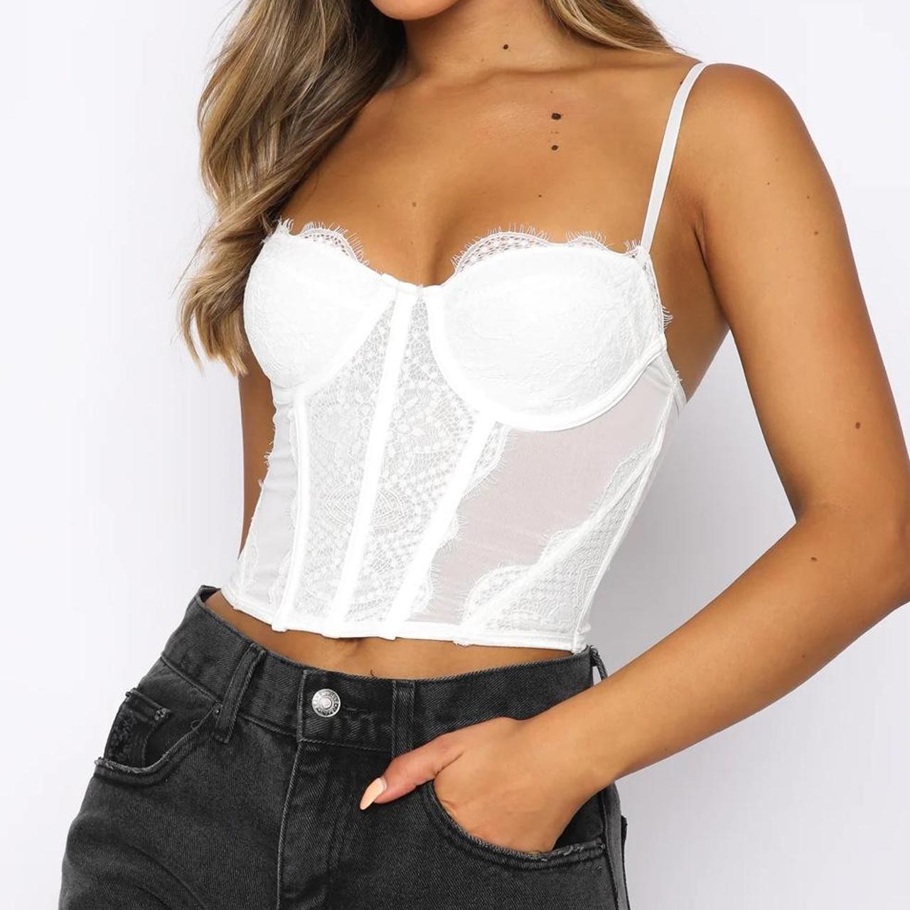 White Fox Feel the Passion Lace Bustier, - Size