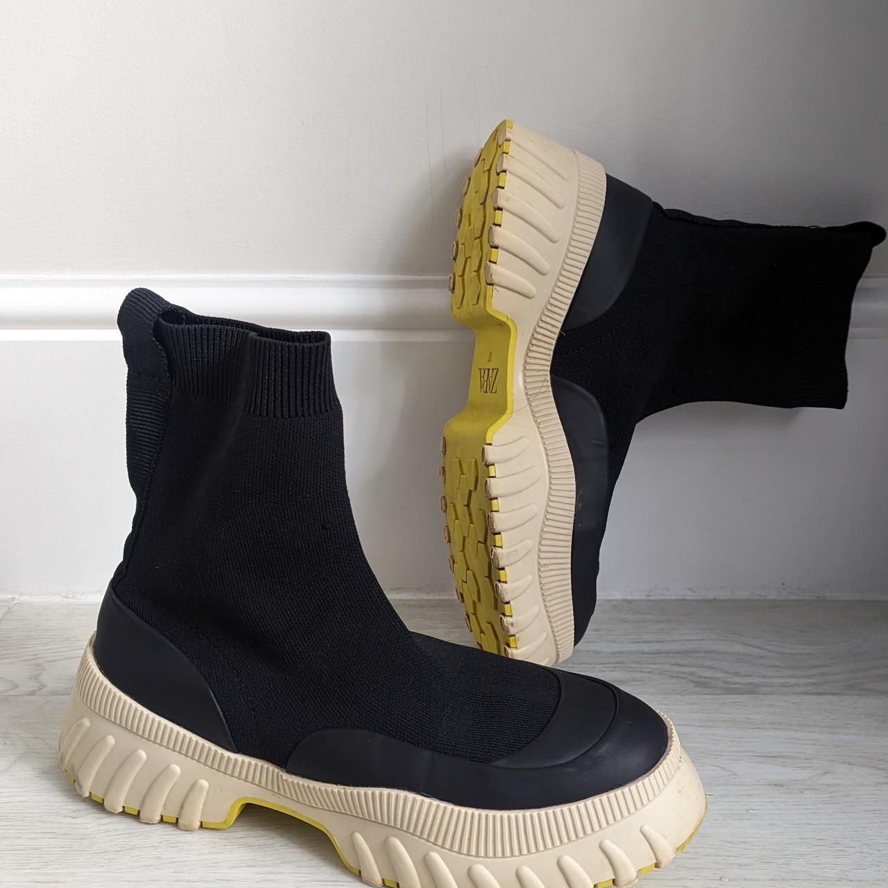 Zara sock boots, Slip on chunky ankle