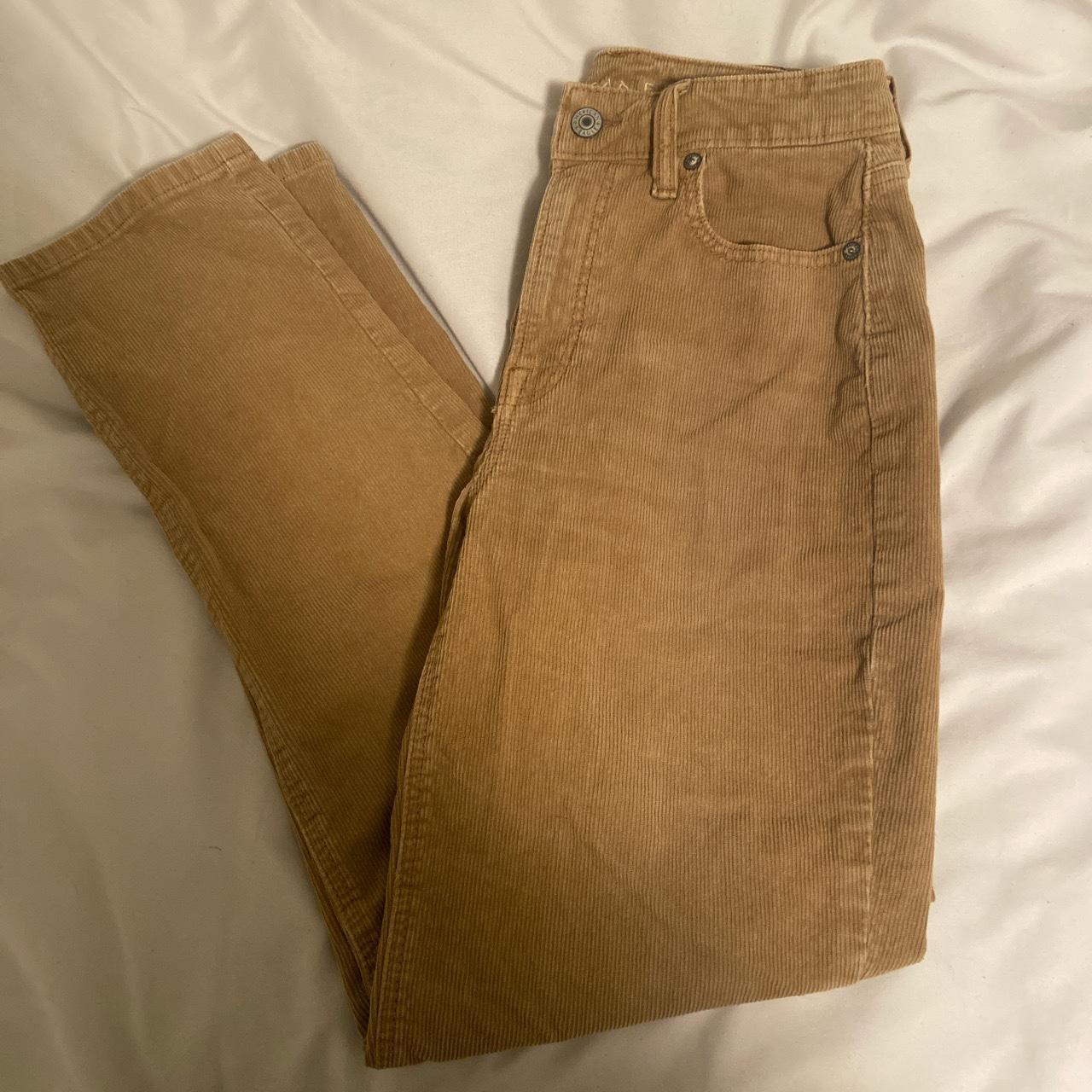 american eagle corduroy jeans -tan -size 0 US -worn... - Depop