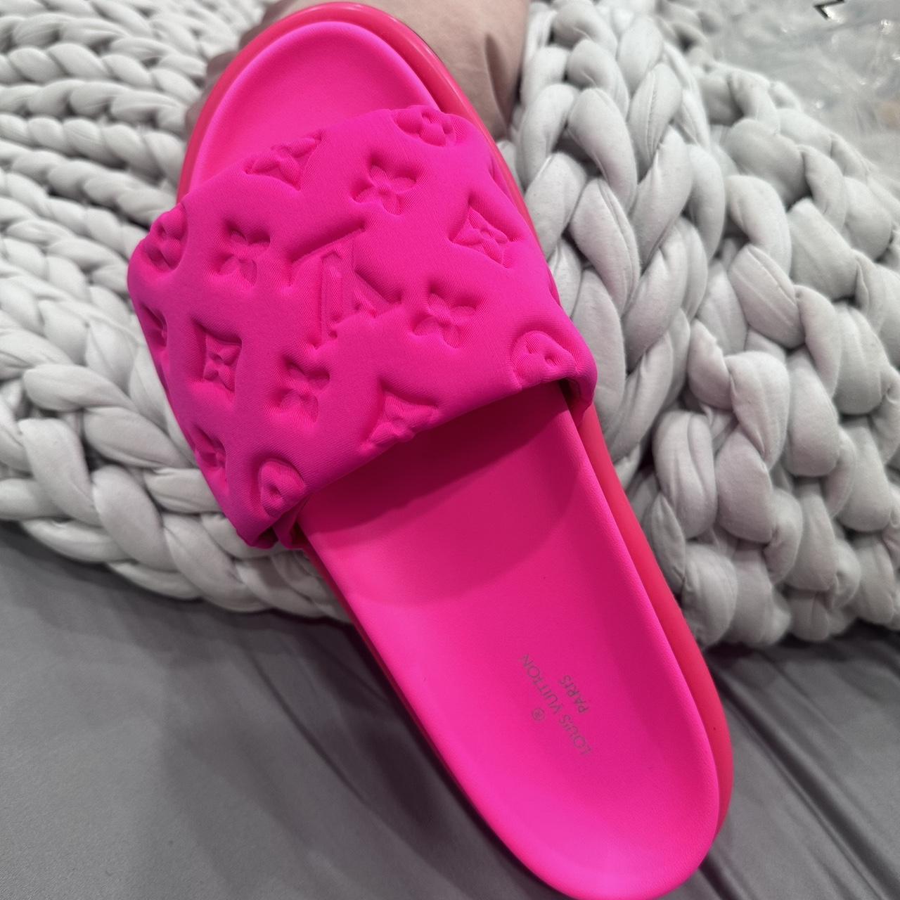 Louis Vuitton Pink Slides -9 For Sale on 1stDibs  pink lv slides, pink lv  pool slides, pink louis vuitton slides