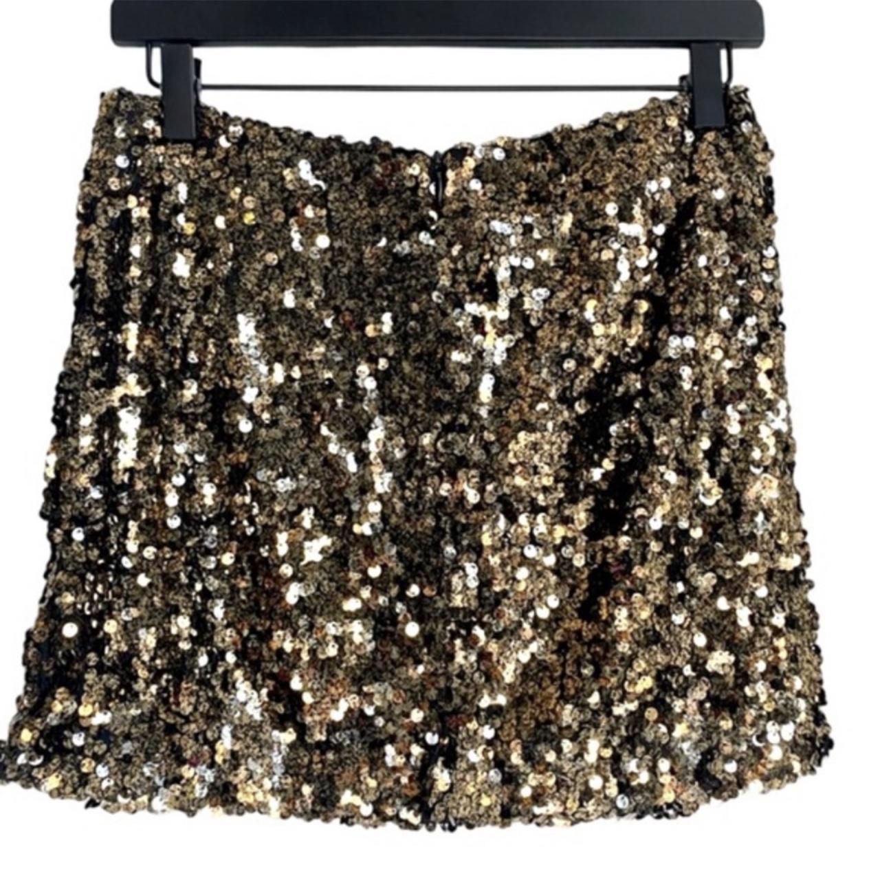 Ark and Co. Sequin‎ Mini Skirt Rustic Gold Size... - Depop