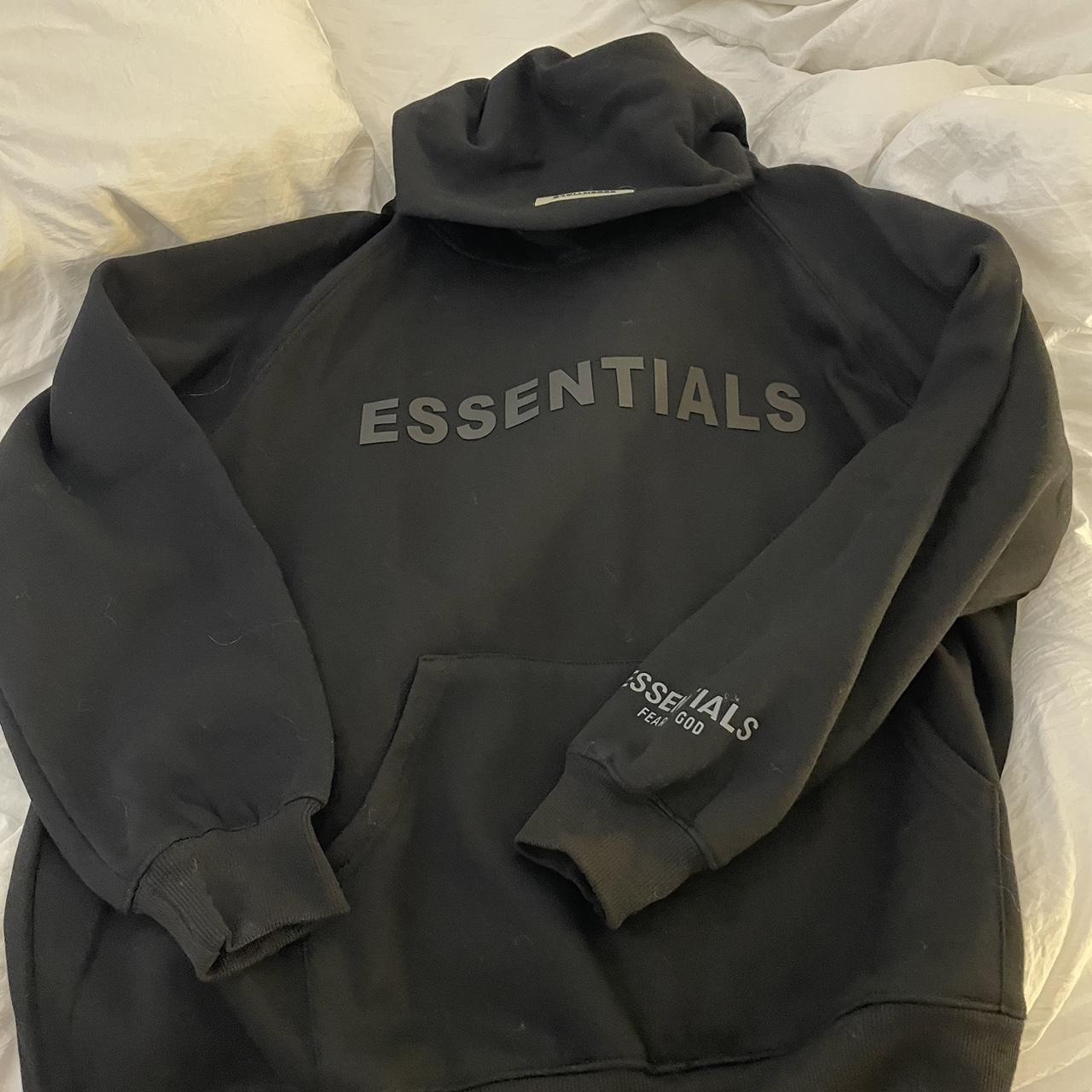 Black Essentials Hoodie • Barely Worn • Medium bit... - Depop