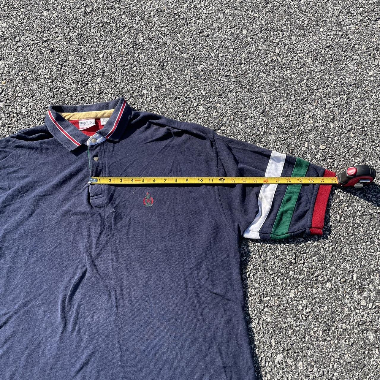 Navy and multicolor Bugle Boy collared polo shirt.... Depop